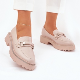 Mocasines para mujeres decorados con circones beige 2