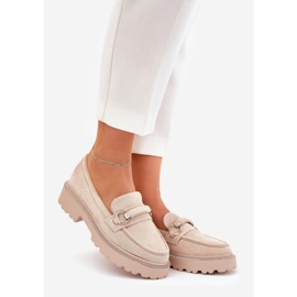 Mocasines para mujeres decorados con circones beige 1