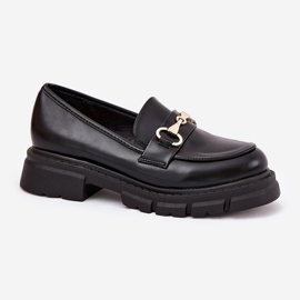 Mocasines para mujeres con detalles dorados Eco Leather Black negro 4