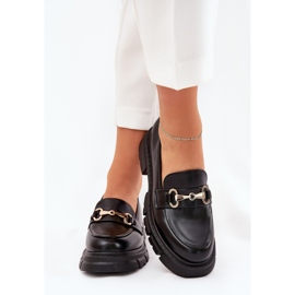 Mocasines para mujeres con detalles dorados Eco Leather Black negro 3