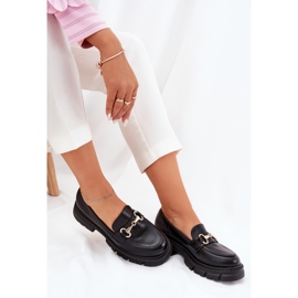 Mocasines para mujeres con detalles dorados Eco Leather Black negro 8