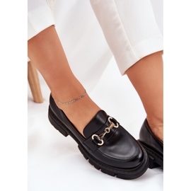 Mocasines para mujeres con detalles dorados Eco Leather Black negro 9