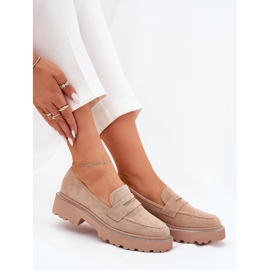Mocasines ecológicos de mujeres con circones de color caqui beige 6