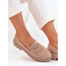 Mocasines ecológicos de mujeres con circones de color caqui beige 7