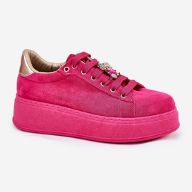 Zapatillas de deporte femeninas en la plataforma con osito de peluche fucsia rosado 4