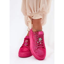 Zapatillas de deporte femeninas en la plataforma con osito de peluche fucsia rosado 3