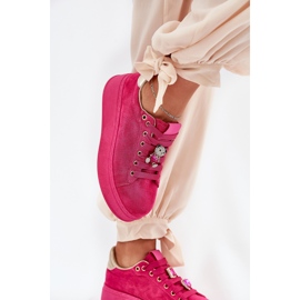 Zapatillas de deporte femeninas en la plataforma con osito de peluche fucsia rosado 5