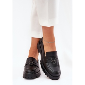 Mocasines de cuero para mujeres con alfileres Bear Vinceza 18109 Negro 3