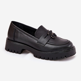 Mocasines de cuero para mujeres con alfileres Bear Vinceza 18109 Negro 4