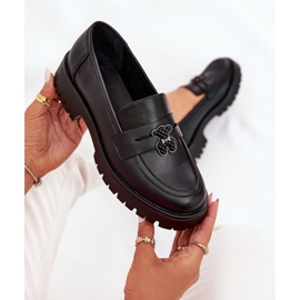 Mocasines de cuero para mujeres con alfileres Bear Vinceza 18109 Negro 8
