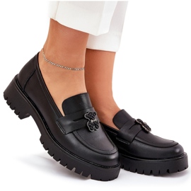 Mocasines de cuero para mujeres con alfileres Bear Vinceza 18109 Negro 9