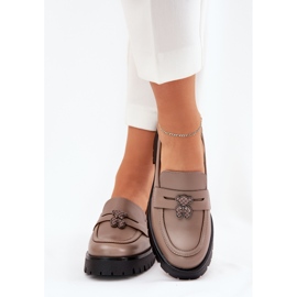 Mocasines de cuero para mujeres con alfileres Bear Vinceza 18109 beige 3