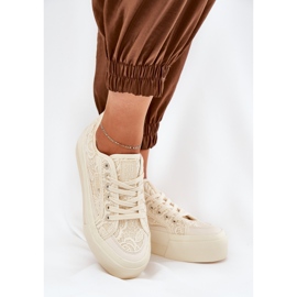 Big Star RR274746 Snakers de encaje para mujeres beige 6