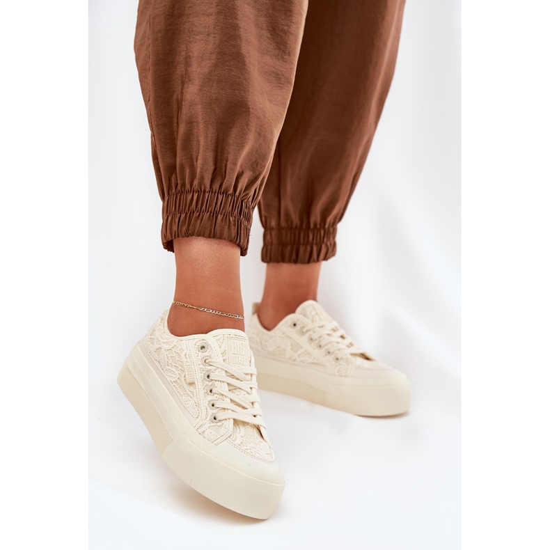 Big Star RR274746 Snakers de encaje para mujeres beige 2
