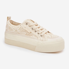 Big Star RR274746 Snakers de encaje para mujeres beige 4