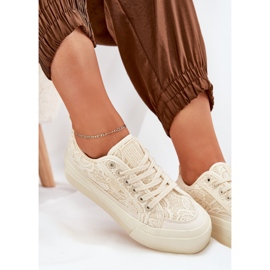 Big Star RR274746 Snakers de encaje para mujeres beige 9