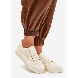 Big Star RR274746 Snakers de encaje para mujeres beige 1