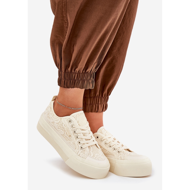 Big Star RR274746 Snakers de encaje para mujeres beige 1