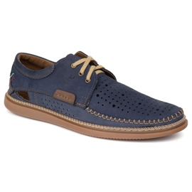 Olivier Zapatos de verano de cuero para hombres 206L con perforación azul 2