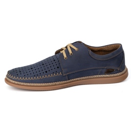 Olivier Zapatos de verano de cuero para hombres 206L con perforación azul 1