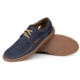 Olivier Zapatos de verano de cuero para hombres 206L con perforación azul 4