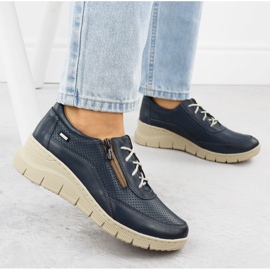 Zapatos de cuero para mujeres para azul marino perforado Helios 427 5