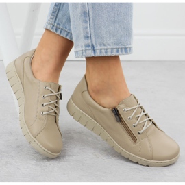 Zapatos de cuero para mujeres cómodos beige helios 429 4