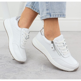 Zapatos de cuero para mujeres cómodos deportes deportivos eventos blancos 5