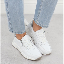 Zapatos de cuero para mujeres cómodos deportes deportivos eventos blancos 7