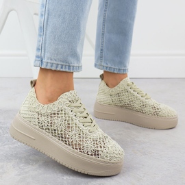Zapatos de encaje para mujeres en la plataforma Beige T.Sokolski W503 5