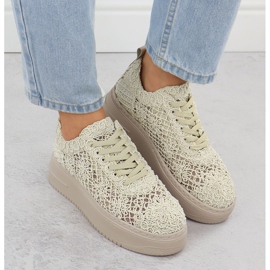 Zapatos de encaje para mujeres en la plataforma Beige T.Sokolski W503 6