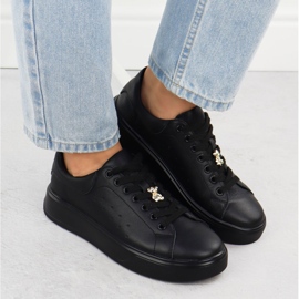 Cambell Zapatos deportivos de cuero para mujeres con Camell Negro SZ00635 Oso de peluche 6