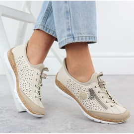 Zapatos para mujeres insertados cómodos beige rieker n42v3-60 4
