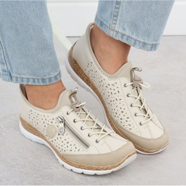 Zapatos para mujeres insertados cómodos beige rieker n42v3-60 6