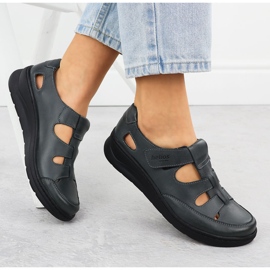 Zapatos de cuero para mujeres en el Helios 437 Graphite Velcro gris 4