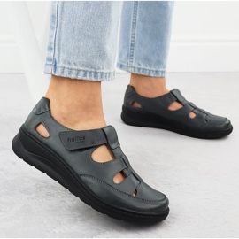 Zapatos de cuero para mujeres en el Helios 437 Graphite Velcro gris 5