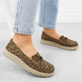 Leopardos de leopardo de leopardo de cuero Mocasins Helios 441 marrón 6