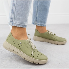 Zapatos de cuero a puertas para mujeres Helios verdes 434 5