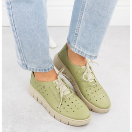 Zapatos de cuero a puertas para mujeres Helios verdes 434 6