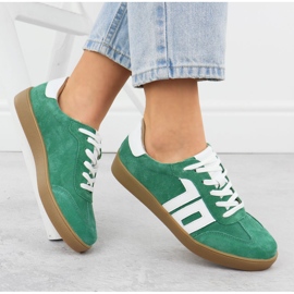 Zapatos deportivos de cuero gamuza verde Vinceza 79517 4