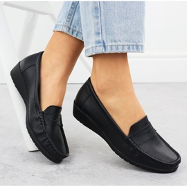 Mocasines de cuero para mujeres en la elevación Black Sabatina Jhy01 negro 4