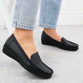 Mocasines de cuero para mujeres en la elevación Black Sabatina Jhy01 negro 5
