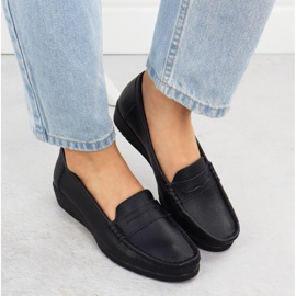 Mocasines de cuero para mujeres en la elevación Black Sabatina Jhy01 negro 6
