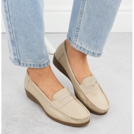 Mocasines de cuero para mujeres en la elevación beige sabatina jhy01 6