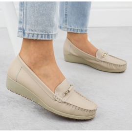 Mocasines de cuero para mujeres en la elevación beige sabatina jhy02 5
