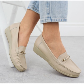 Mocasines de cuero para mujeres en la elevación beige sabatina jhy02 4