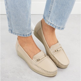 Mocasines de cuero para mujeres en la elevación beige sabatina jhy02 6