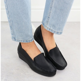 Mocasines de cuero para mujeres en la elevación Black Sabatina Jhy03 negro 6