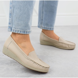 Mocasines de cuero para mujeres en la elevación beige sabatina jhy03 5