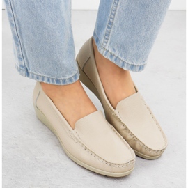 Mocasines de cuero para mujeres en la elevación beige sabatina jhy03 6